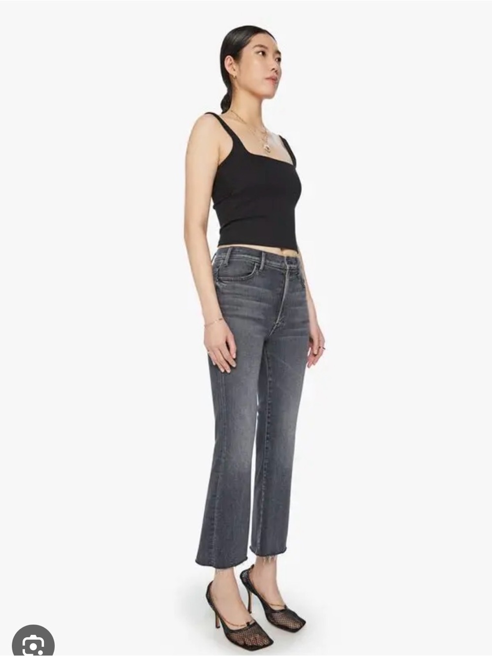 MOTHER Gray Cropped Straight Jeans